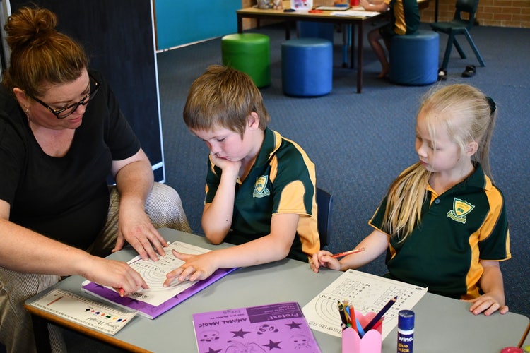 Kindergarten with Miss Blewer and Sonny and Freya.