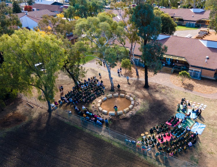 Drone photo of yarning circle